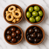 Nibbles of the Month - Balsamic Onions, Marinated Mini Figs, Fennel Taralli & Wasabi Peas- Free shipping - included with your next subscription delivery