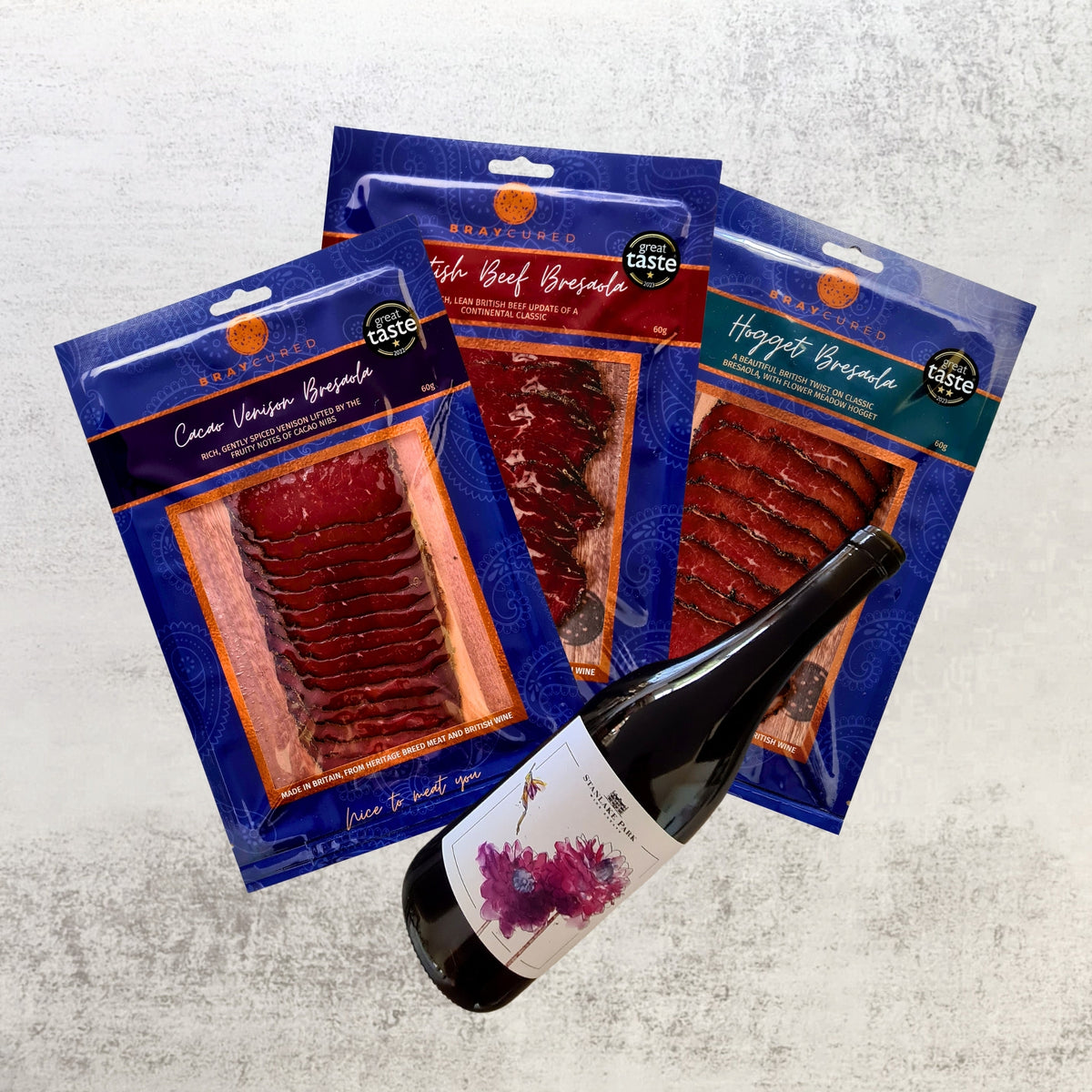 Bresaola Trio & British Red Wine Tasting Hamper