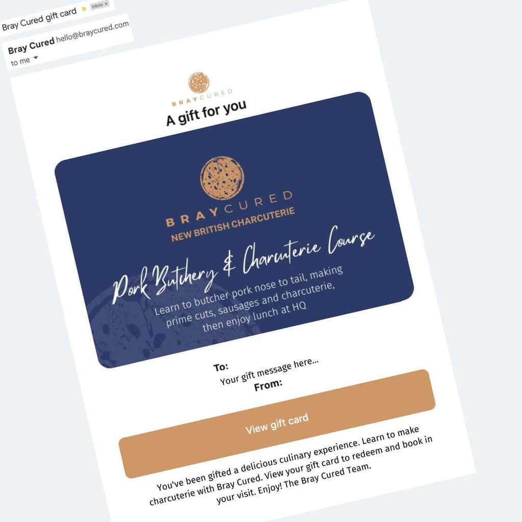 Pork Butchery &amp Charcuterie Course e Gift Card