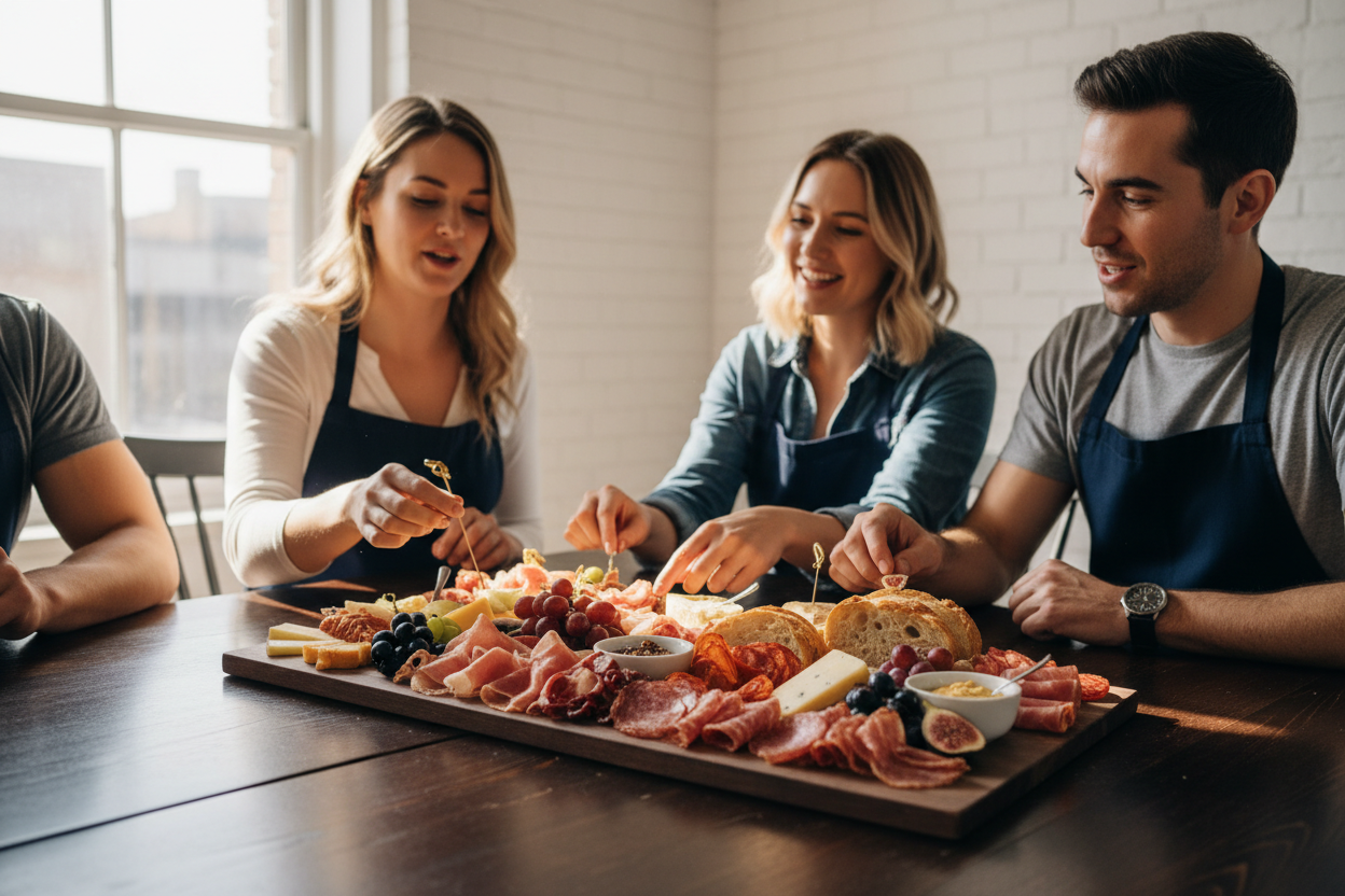 put another 2 people around the table - one in the middle, one just going out of shot